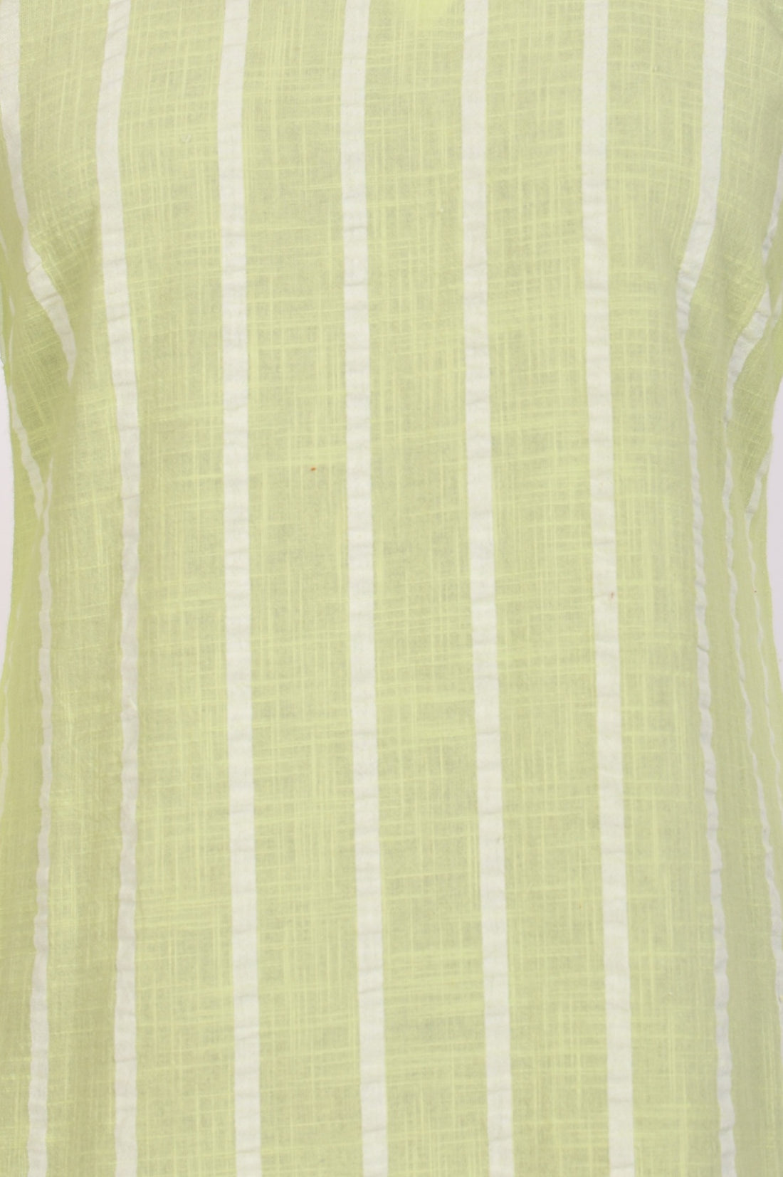 Lime Green Yarn Dyed Striped Lace Pure Cotton Straight Kurta