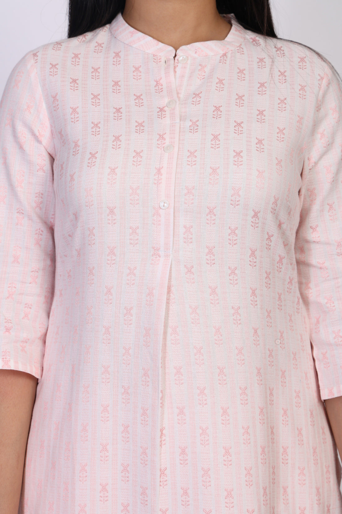 Pink Geometric Printed Woven Design Cotton Blend Straight Kurta