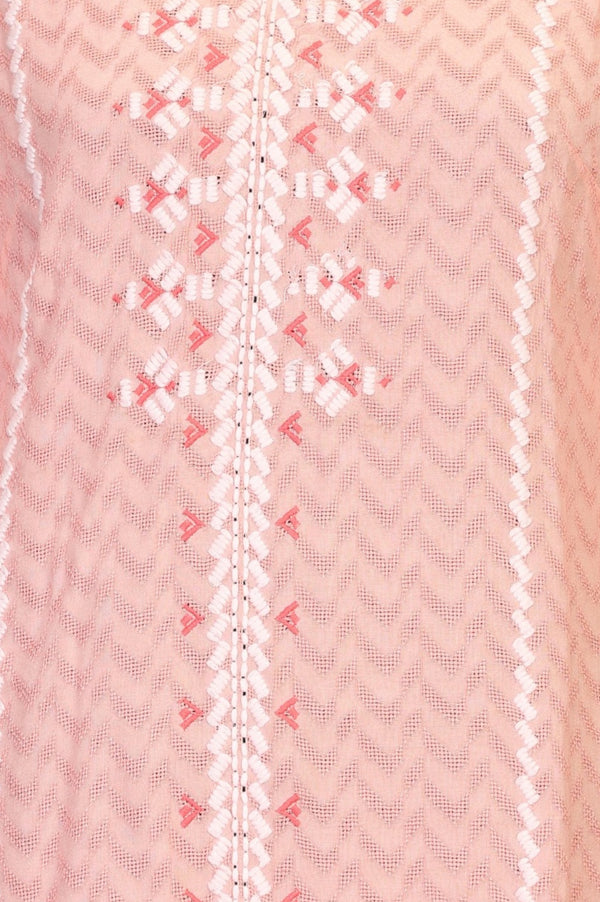 Peach Embroidered Dobby Straight Kurta