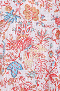 White Floral Printed Pure Cotton Straight Kurta