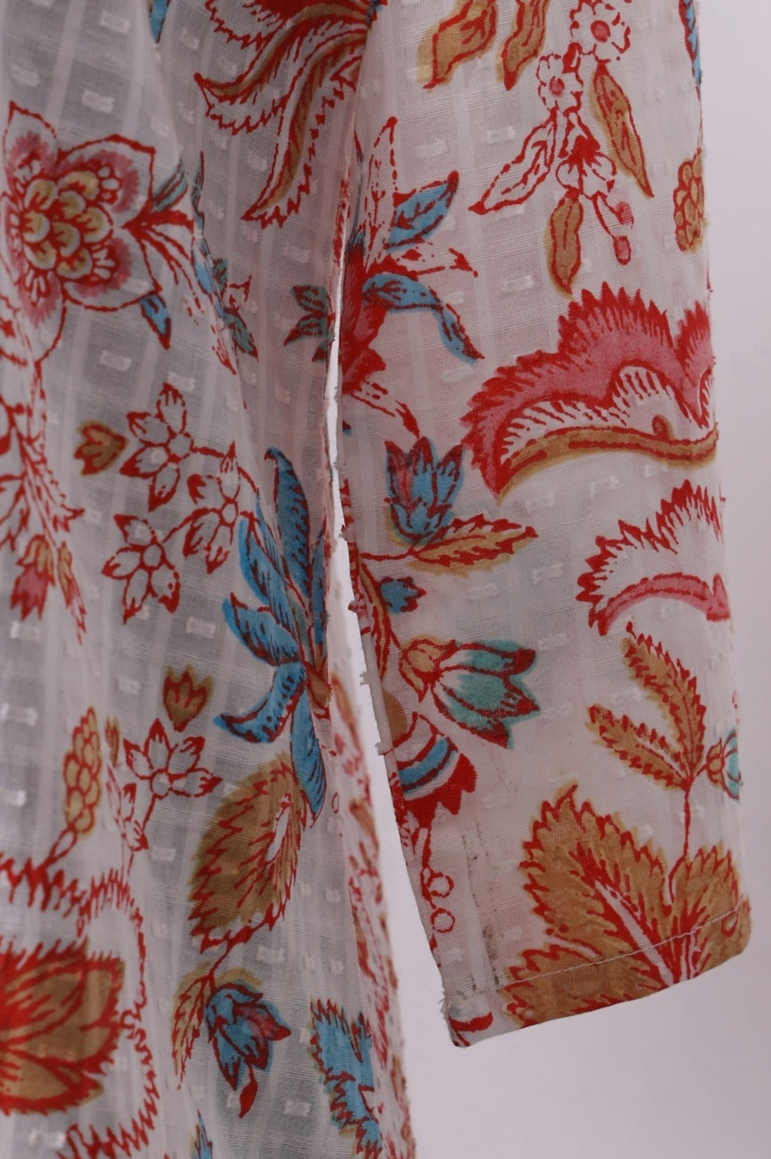 White Floral Printed Pure Cotton Straight Kurta