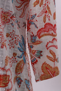 White Floral Printed Pure Cotton Straight Kurta
