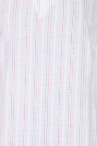 Off White Striped Yarn Dyed Straight Kurta