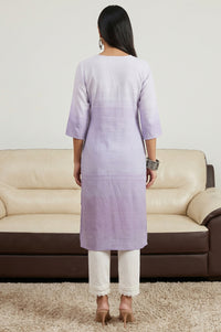 Lavender Ombre Yarn Dyed Rayon Straight Kurta