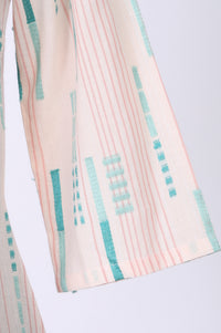 Off White Yarn Dyed Geometric Printed Cotton Blend Straight Kurta
