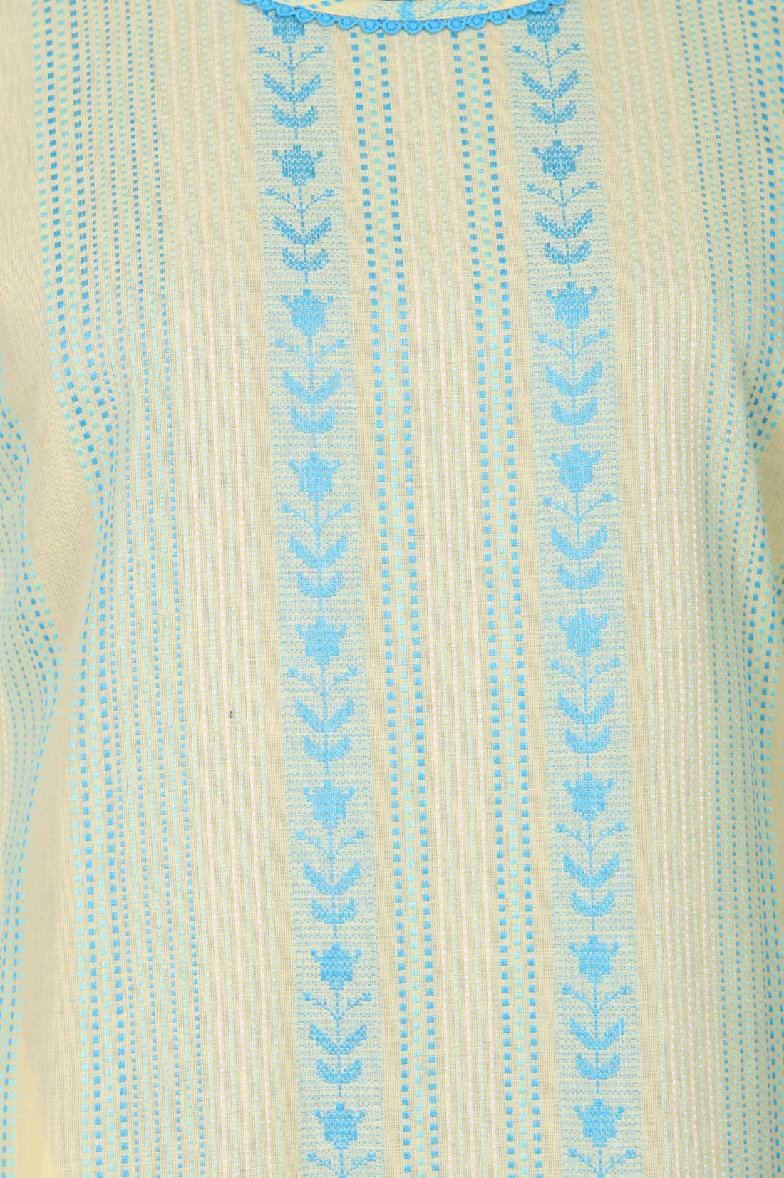 Yellow Yarn Dyed Striped Pure Cotton Straight Kurta