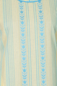 Yellow Yarn Dyed Striped Pure Cotton Straight Kurta