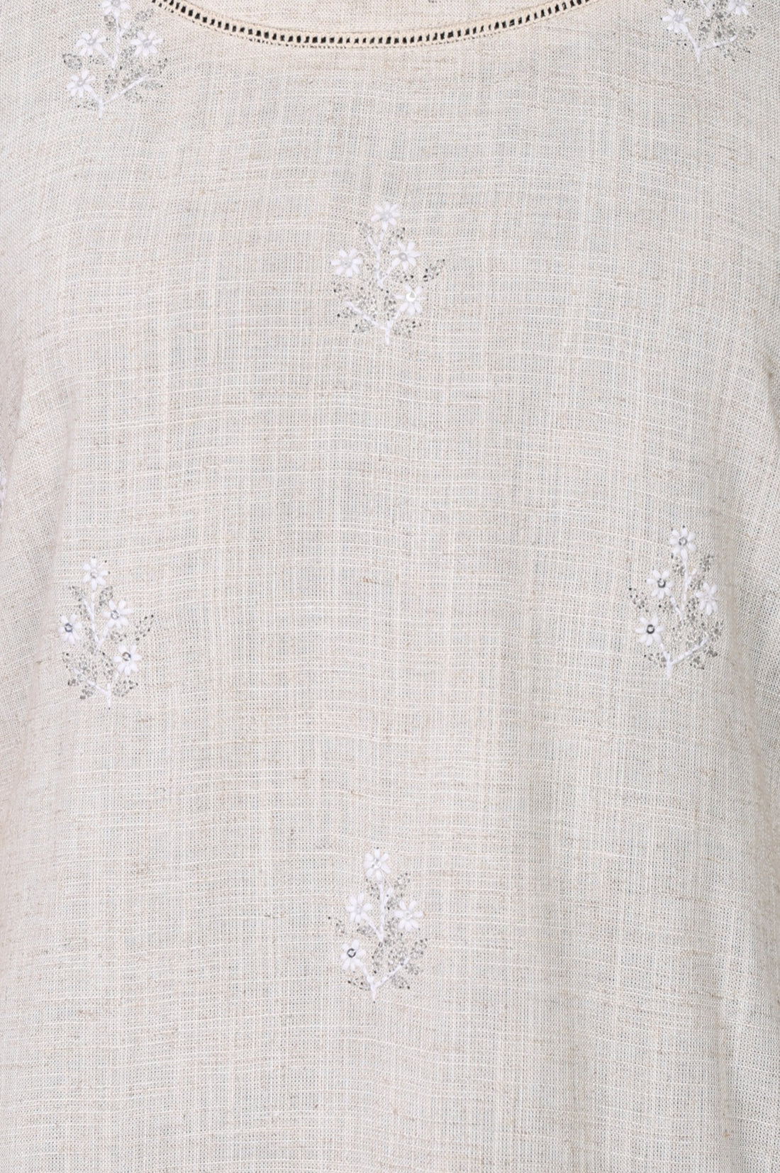 Beige Thread Embroidered Rayon Blend Straight Kurta