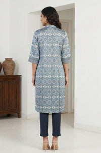 Blue Ethnic Motifs Printed Modal Straight Kurta