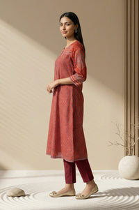Red Ethnic Motifs A-line Kurta