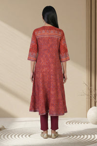 Red Ethnic Motifs A-line Kurta