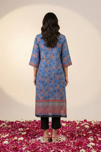 Blue Floral Printed Piping Straight Kurta