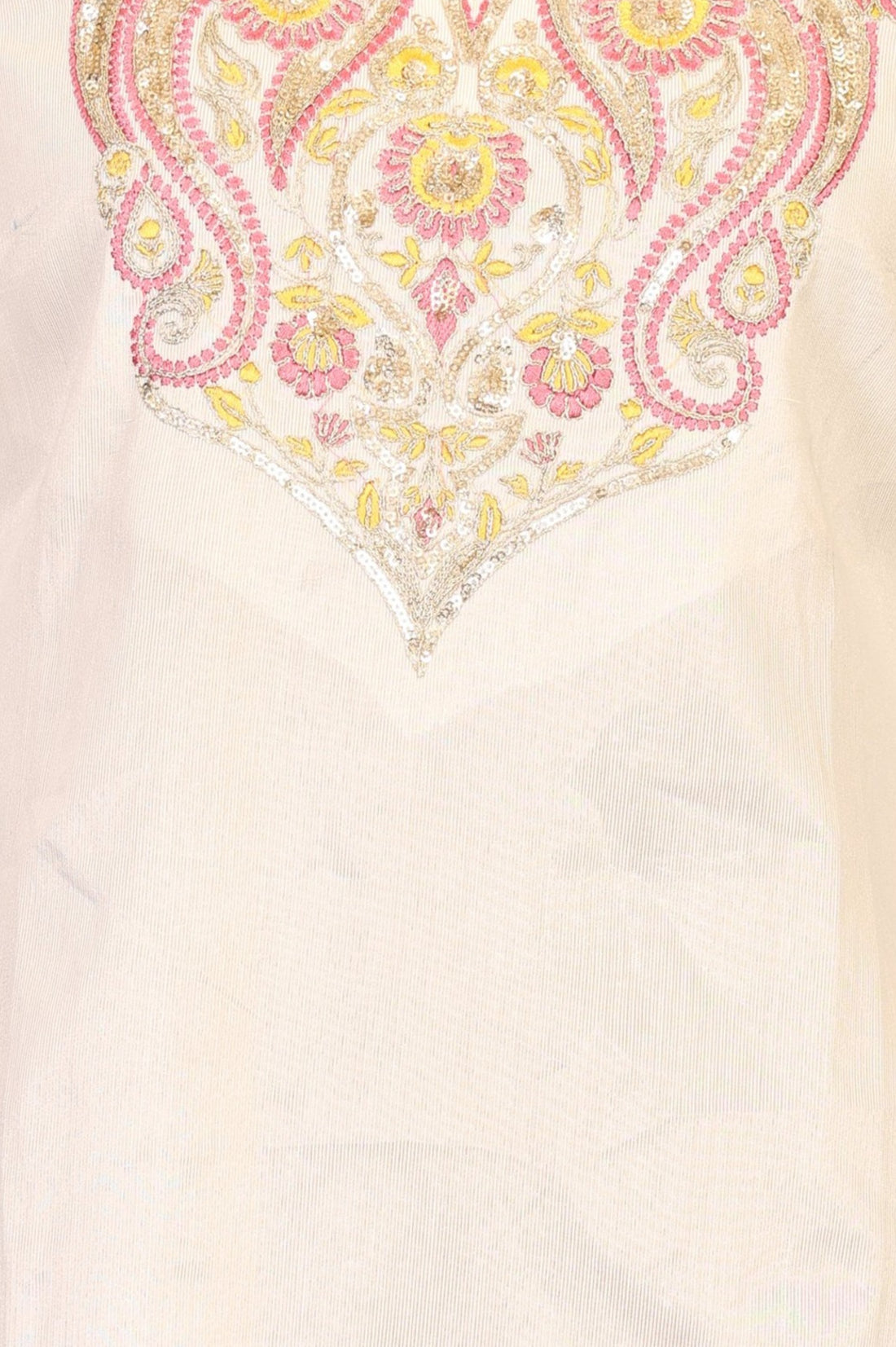 Cream Yarn Dyed Embroidered Straight Kurta