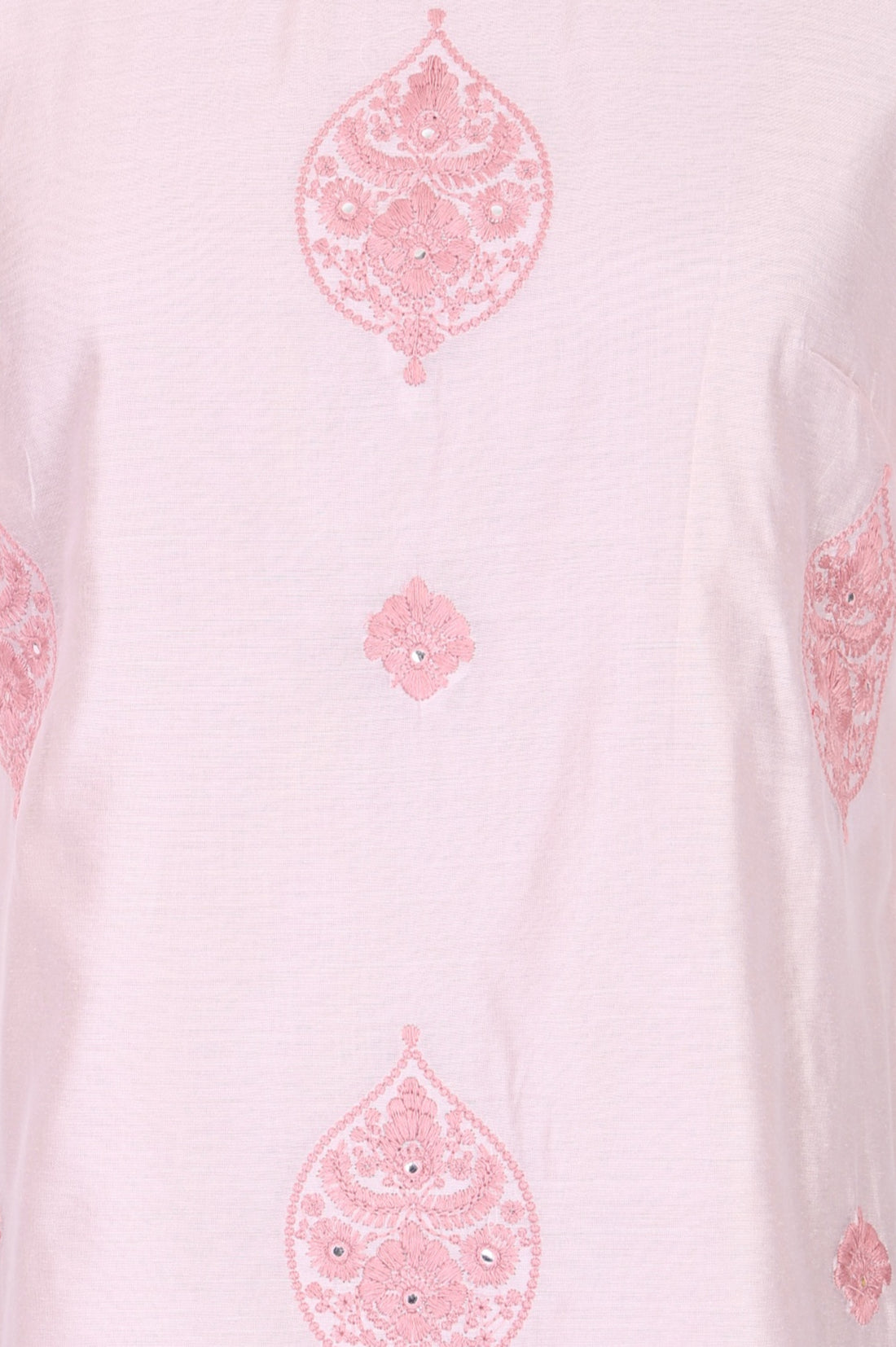 Pink Chanderi Thread Embroidered Straight Kurta