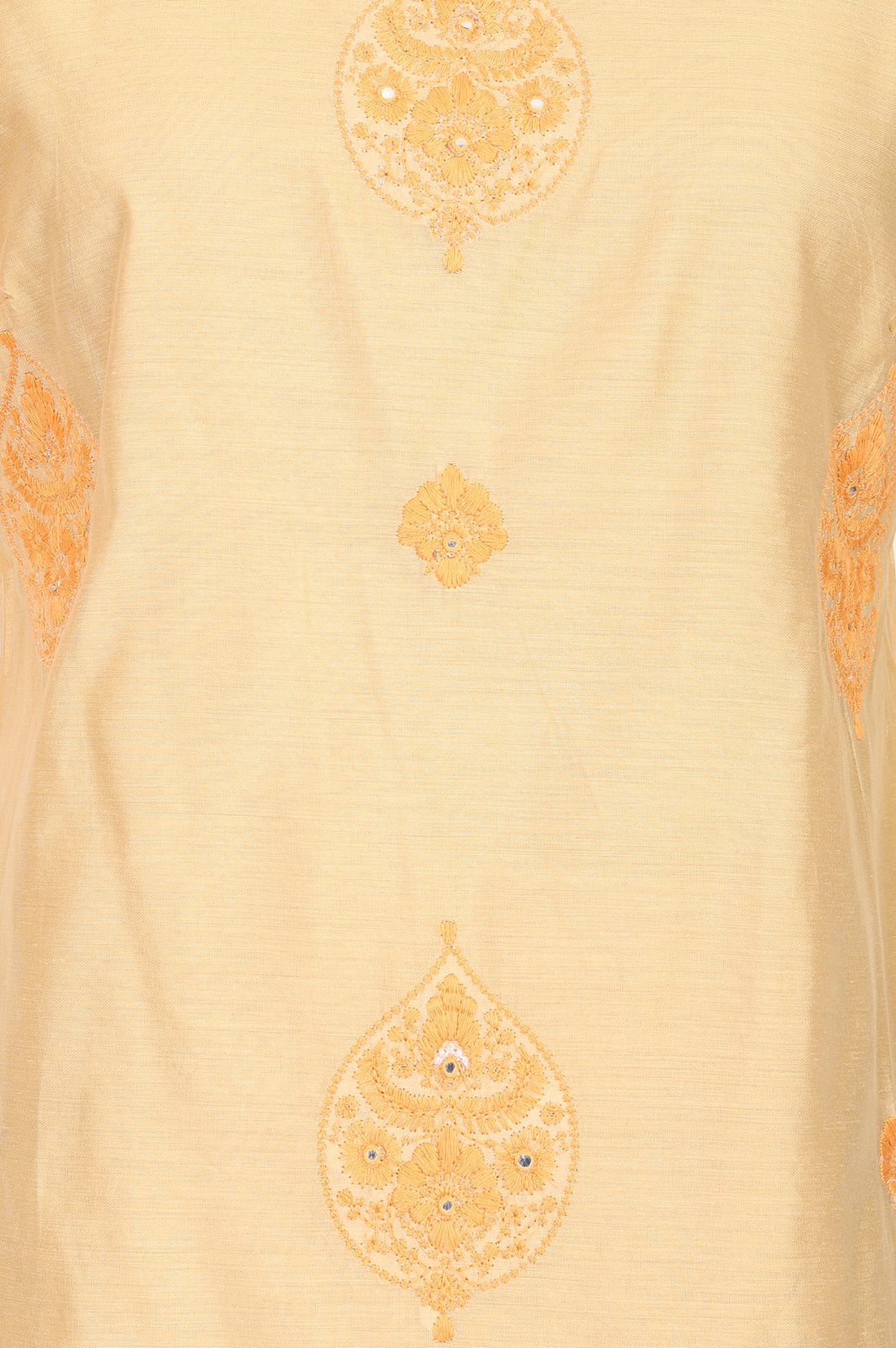 Yellow Embroidered Chanderi Straight Kurta