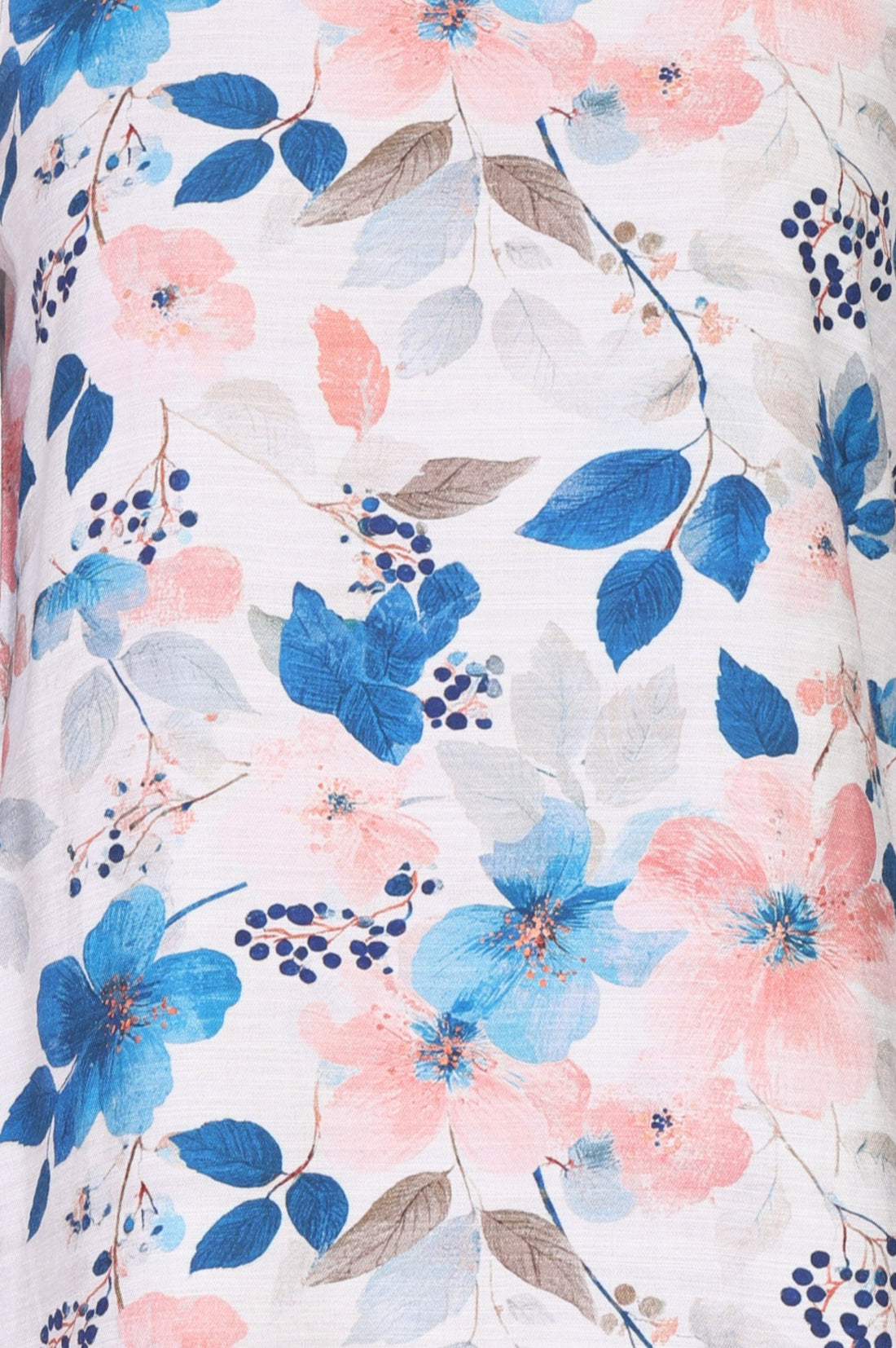 White Floral Printed Straight Kurta