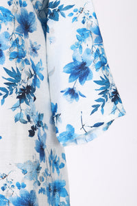 White Floral Printed A-line Kurta