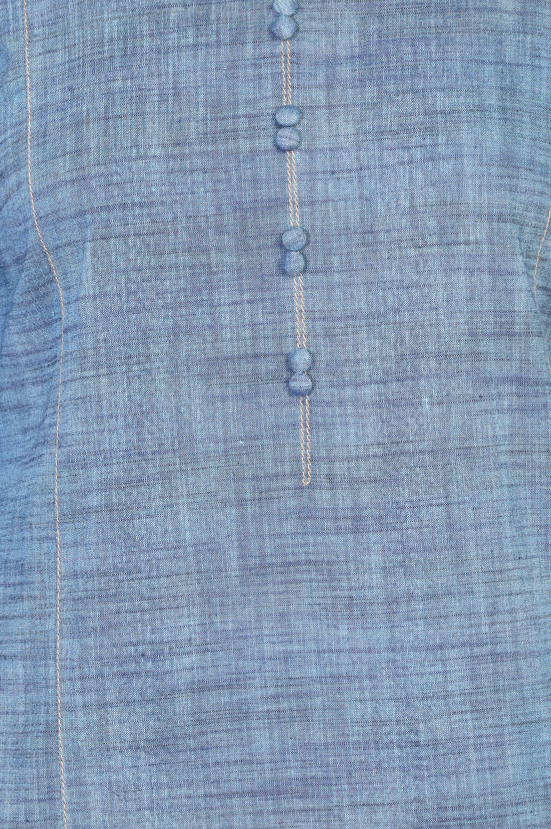 Blue Solid Yarn Dyed Pure Cotton Straight Kurta