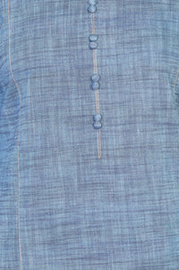 Blue Solid Yarn Dyed Pure Cotton Straight Kurta