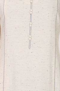 Beige Solid Yarn Dyed Cotton Blend Straight Kurta