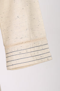 Beige Solid Yarn Dyed Cotton Blend Straight Kurta