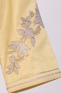 Yellow Yarn Dyed Embroidered Zari Straight Kurta