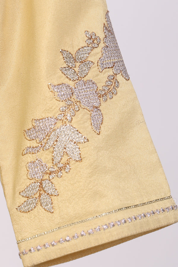 Yellow Yarn Dyed Embroidered Zari Straight Kurta