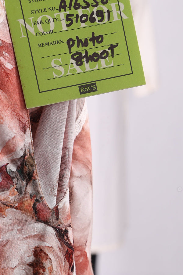 Peach Floral Printed Lace Straight Kurta