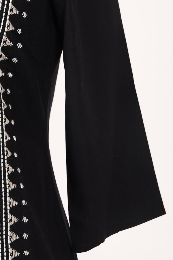Aurelia Women's Black Embroidered Pure Cotton Straight Kurta