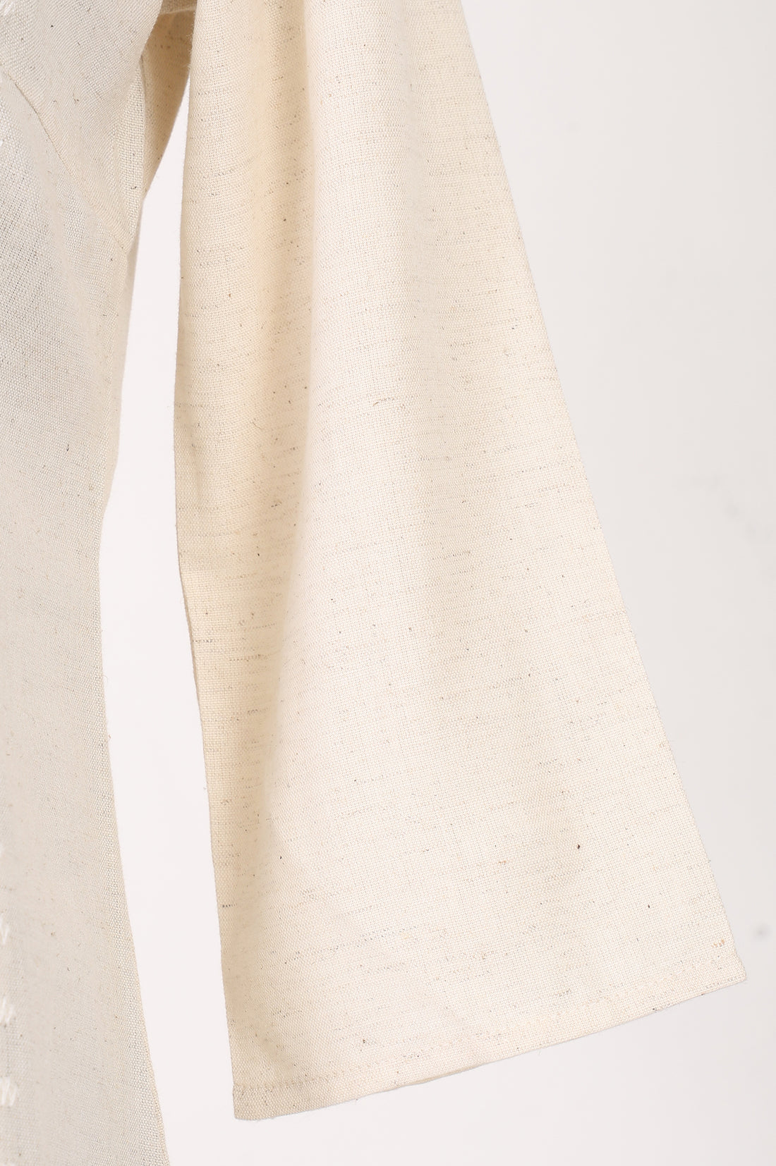 Cream Thread Embroidered Cotton Flax Straight Kurta