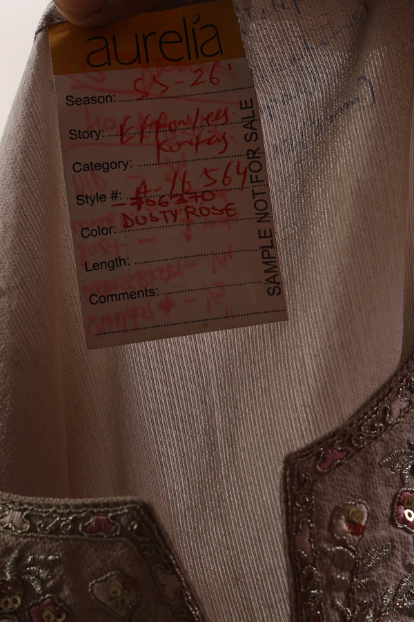 Beige Embroidered Yarn Dyed Straight Kurta
