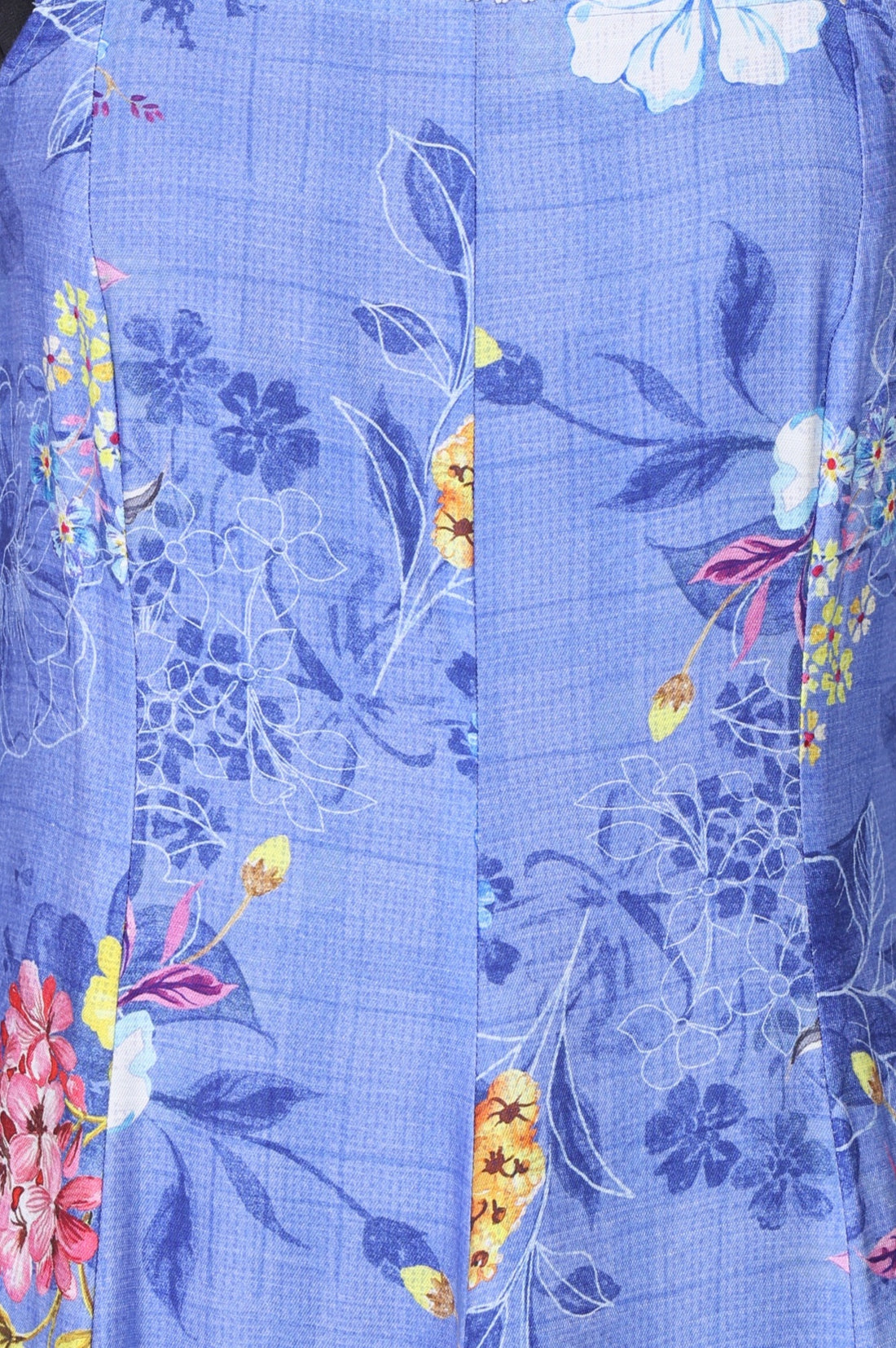 Blue Strappy Floral Printed Rayon A-Line Dress