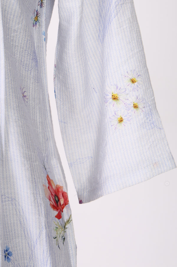 Ink Blue Floral Printed Rayon Blend Straight Kurta