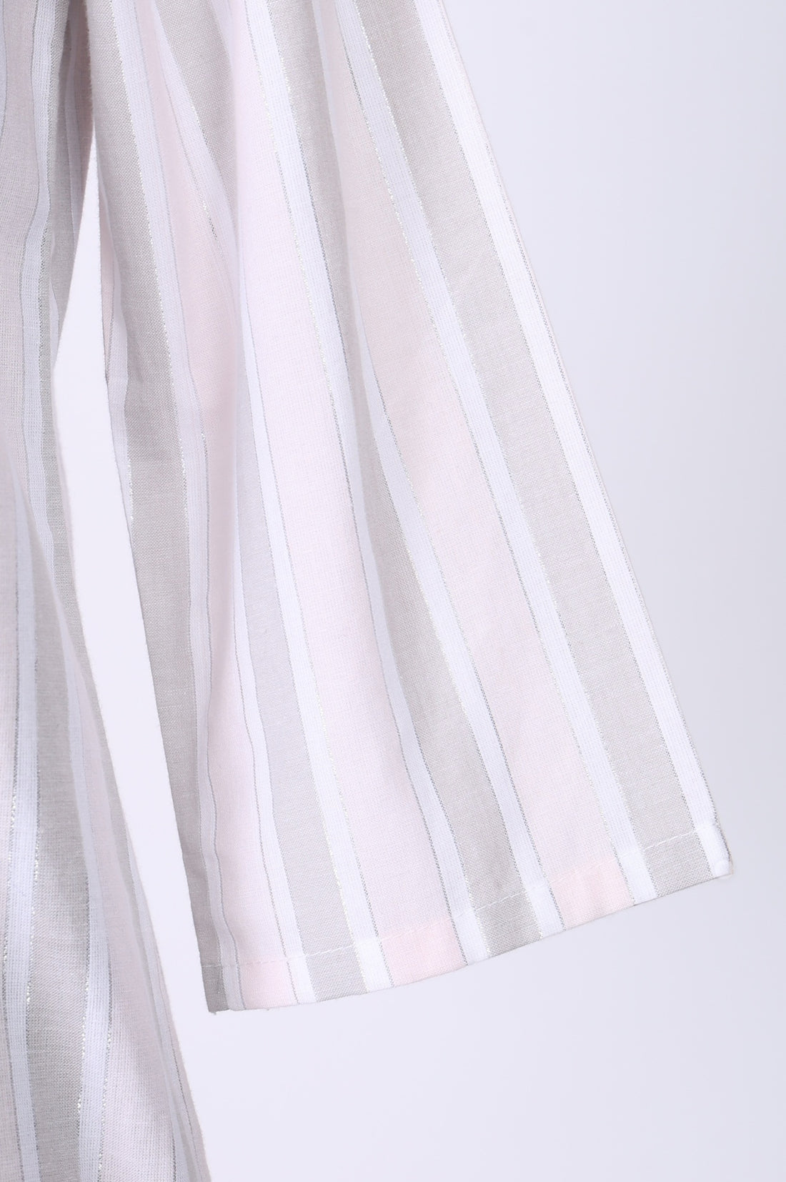 Off White Striped Textured Cotton Blend Straight Kurta