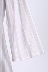 Off White Striped Textured Cotton Blend Straight Kurta