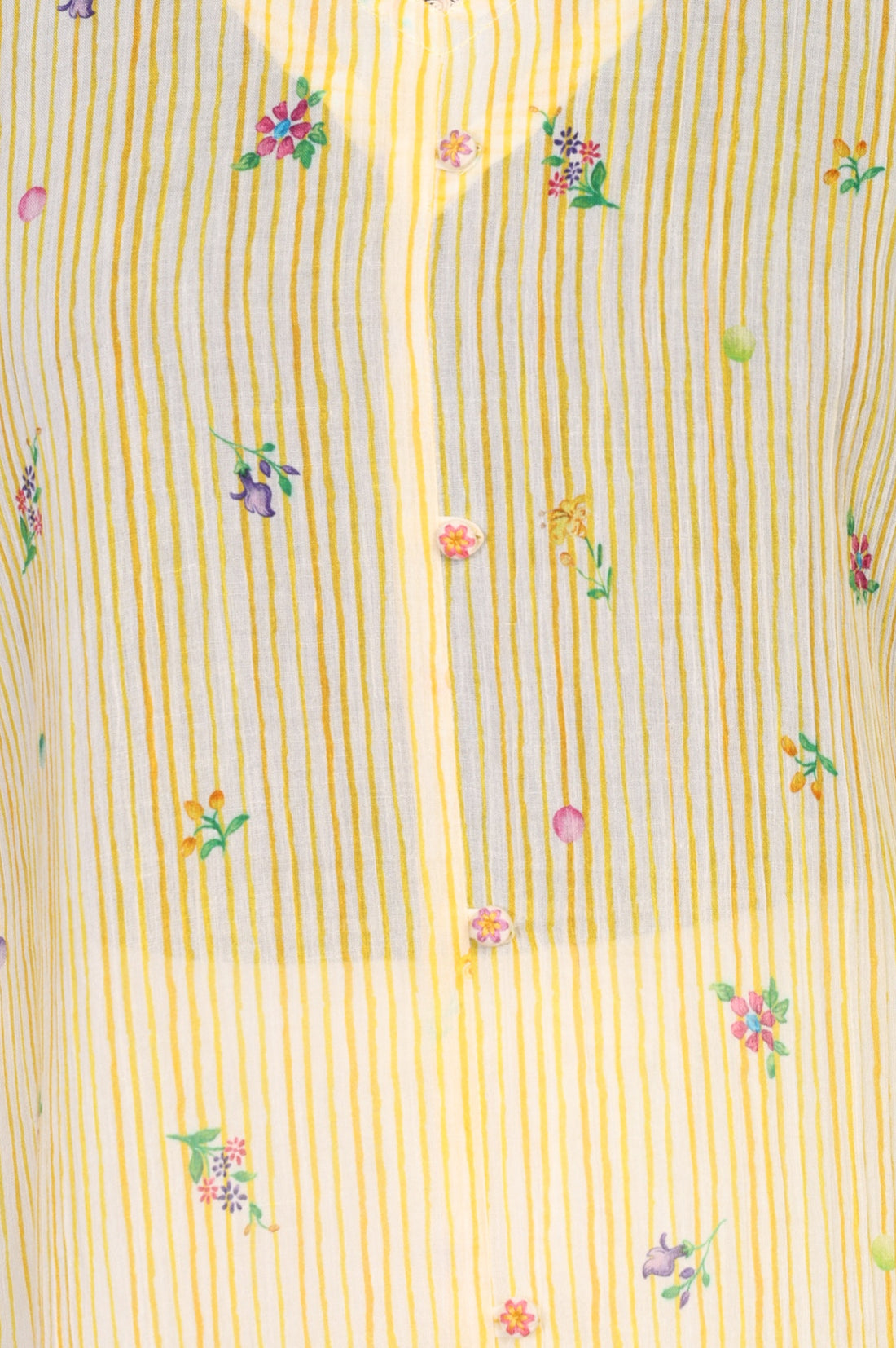 Yellow Floral Printed Pure Cotton Straight Kurta