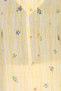 Yellow Floral Printed Pure Cotton Straight Kurta