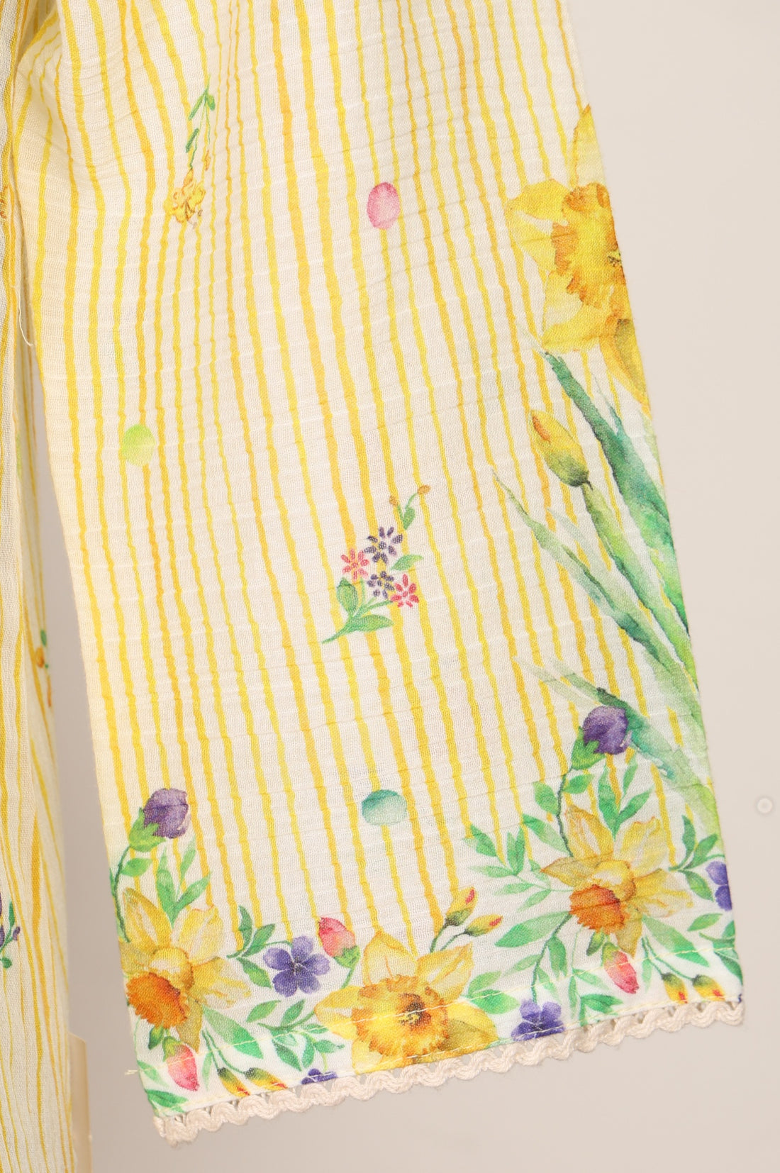 Yellow Floral Printed Pure Cotton Straight Kurta