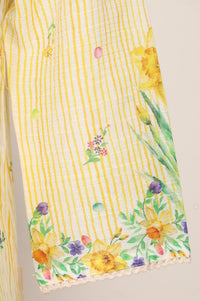 Yellow Floral Printed Pure Cotton Straight Kurta