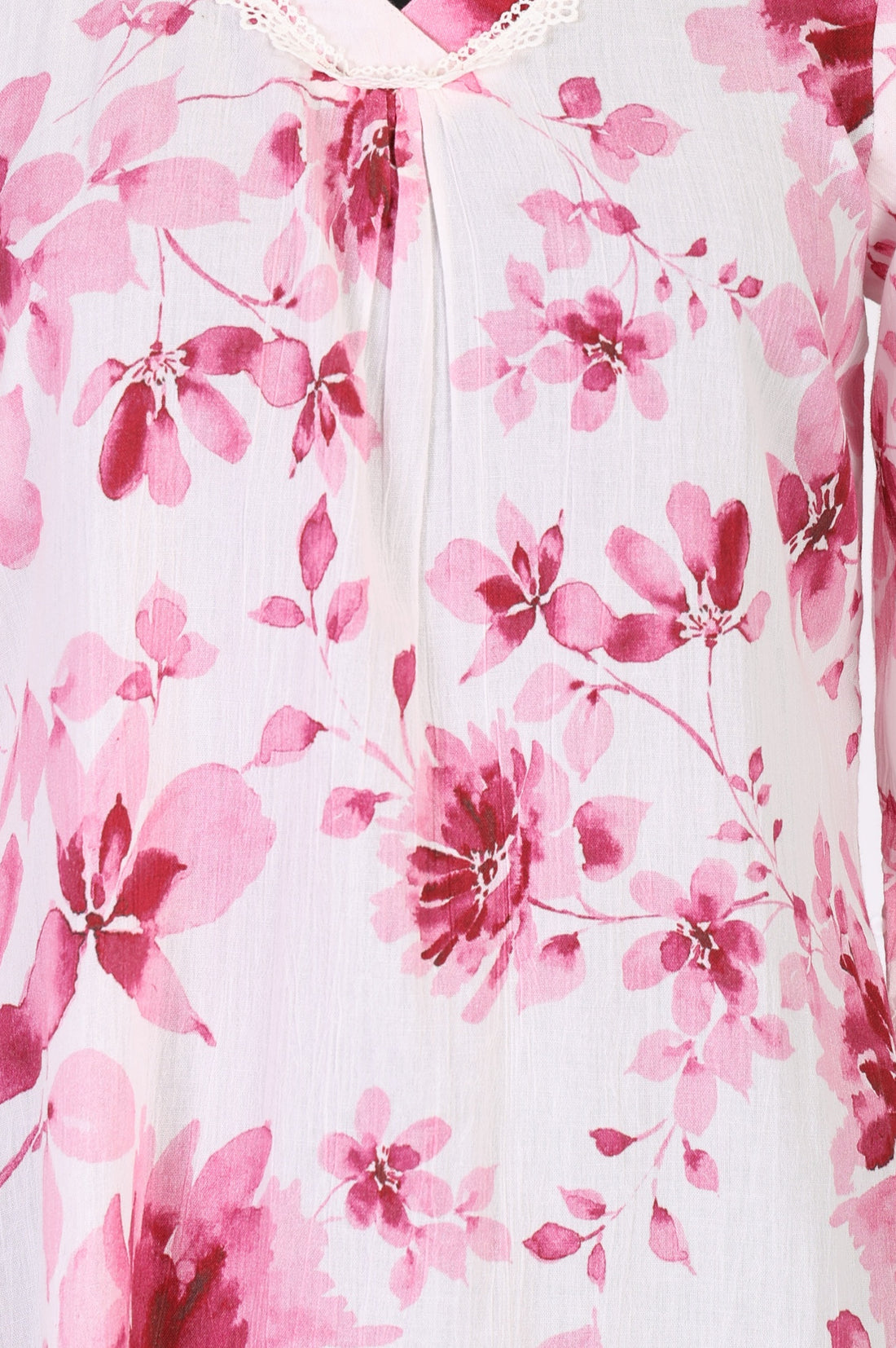 Pink Floral Printed Pure Cotton Straight Kurta