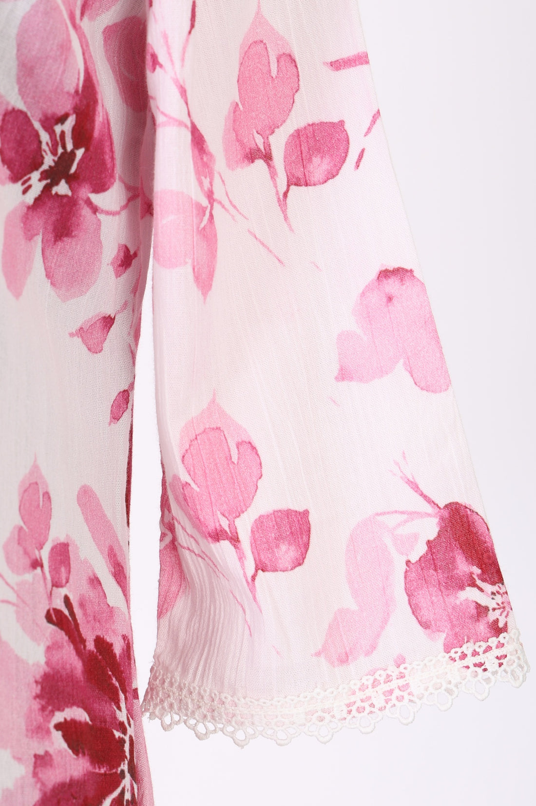 Pink Floral Printed Pure Cotton Straight Kurta