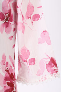 Pink Floral Printed Pure Cotton Straight Kurta