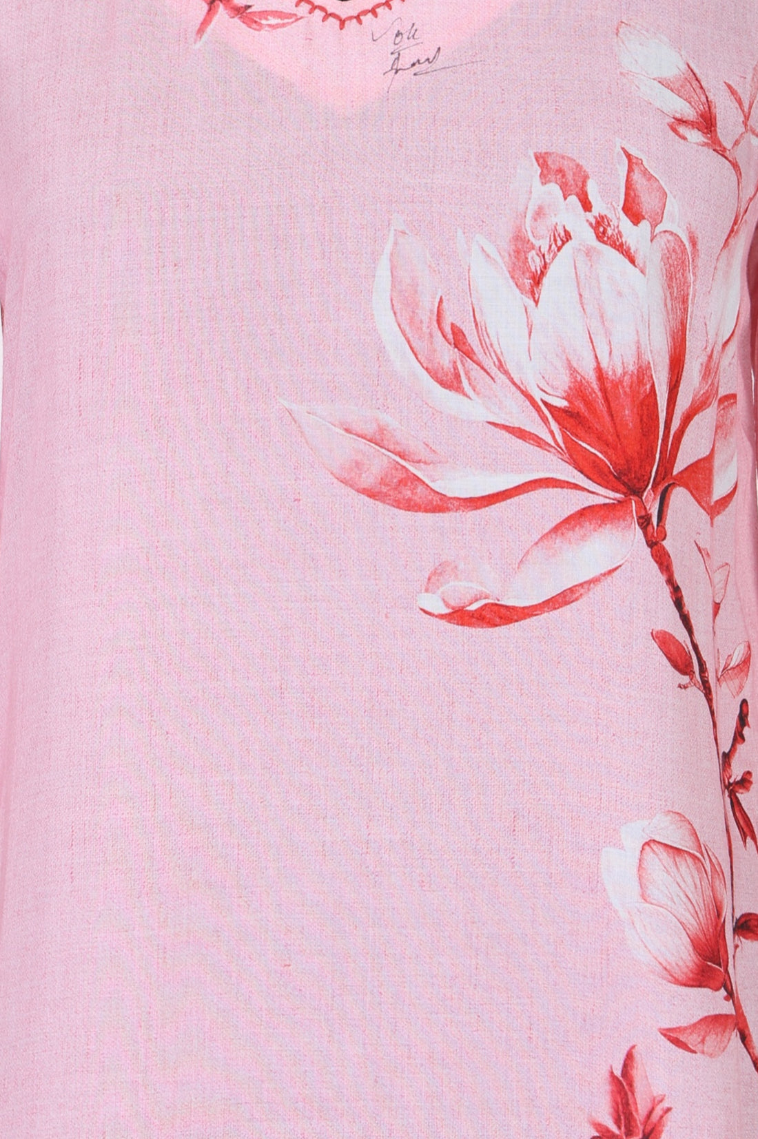 Pink Floral Printed Modal Straight Kurta