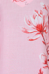 Pink Floral Printed Modal Straight Kurta