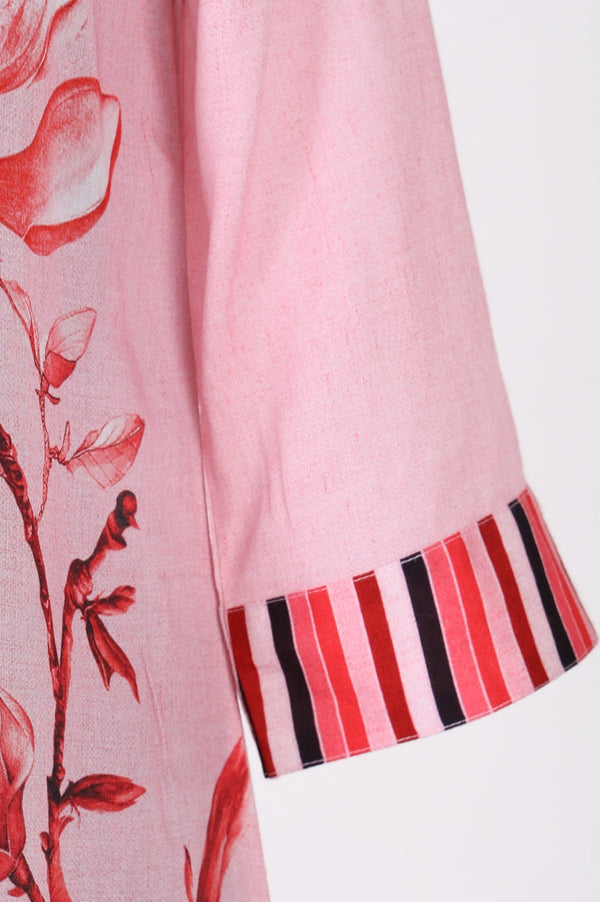 Pink Floral Printed Modal Straight Kurta