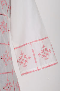 White Schiffli Embroidered Pure Cotton Straight Kurta
