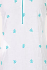 White Schiffli Embroidered Pure Cotton Straight Kurta