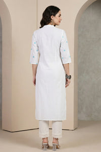 White Schiffli Embroidered Pure Cotton Straight Kurta