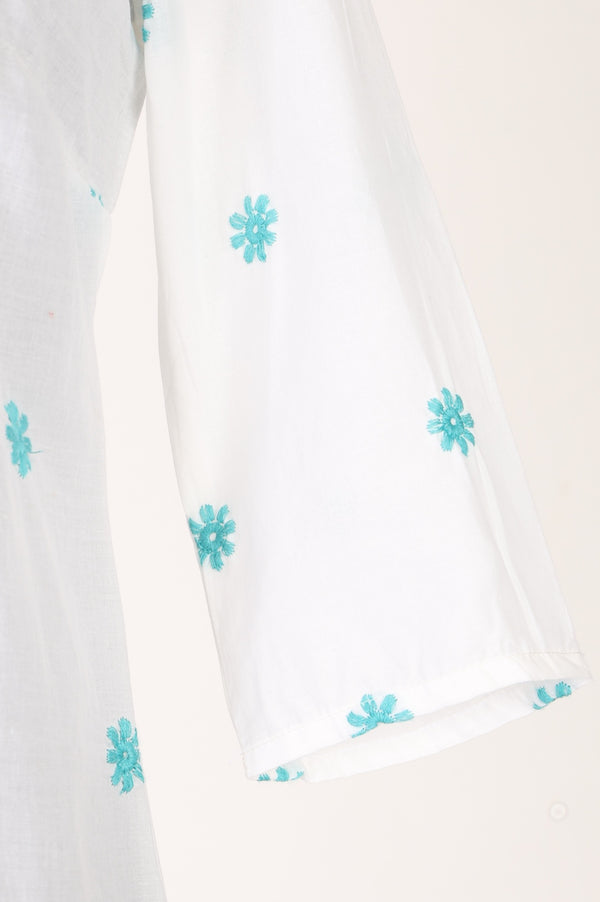 White Schiffli Embroidered Pure Cotton Straight Kurta