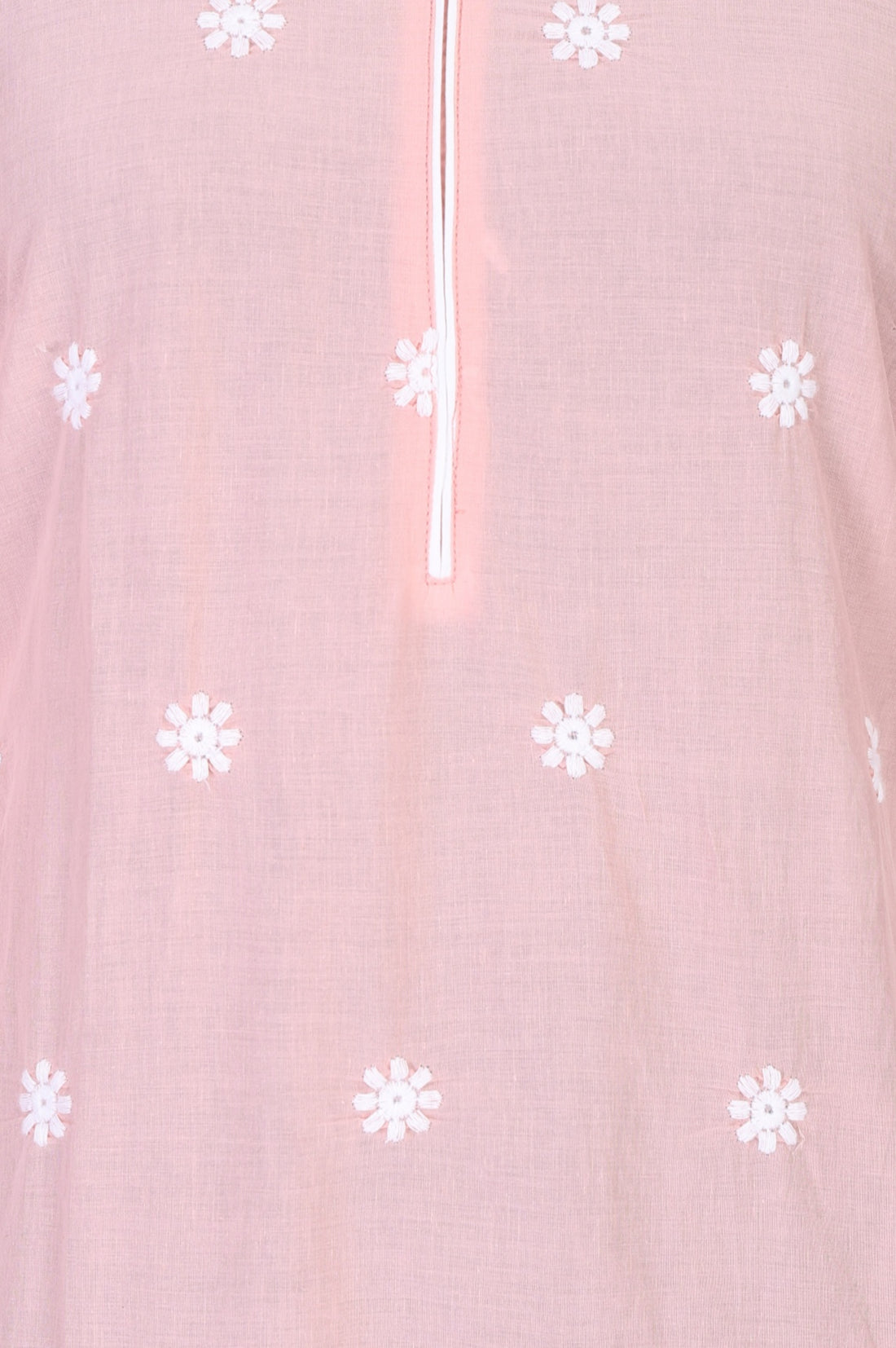 Pink Thread Embroidered Pure Cotton Straight Kurta
